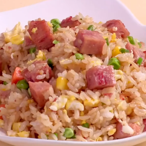 午餐肉炒饭的做法步骤：7