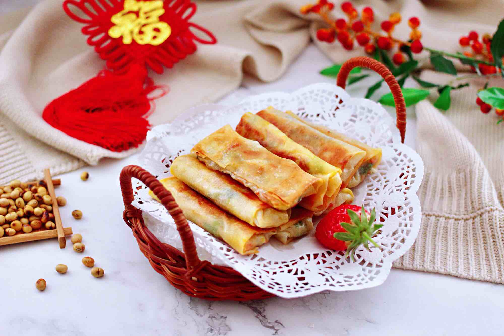 合菜春卷的做法步骤:18