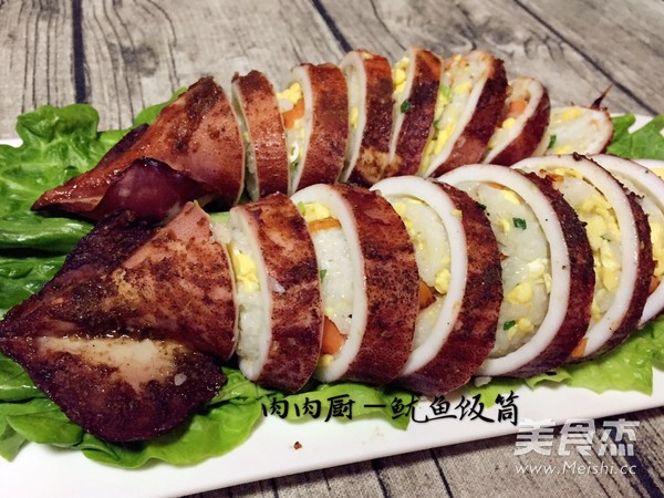 烤鲜鱿鱼筒饭肉肉厨的做法步骤：16