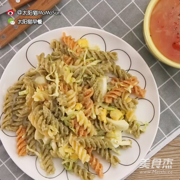 通心粉鸡蛋沙拉 | 太阳猫早餐的做法步骤:5