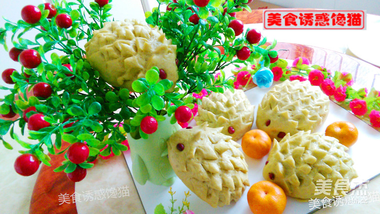 小刺猬菠菜汁肉包的做法步骤:15