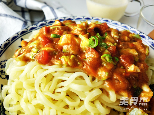 豆浆蔬菜打卤面的做法步骤:9