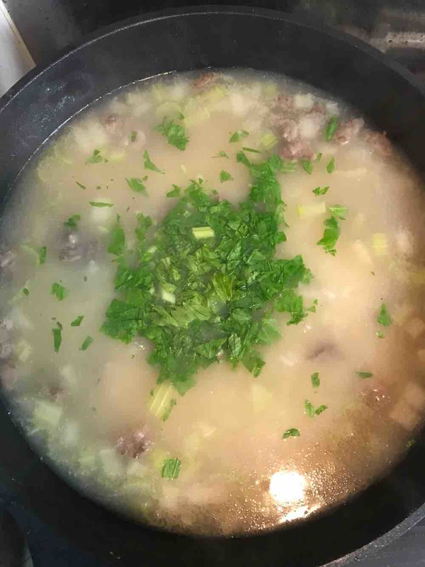 牛肉芹菜粥的做法步骤:6