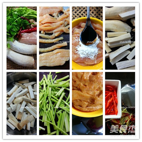 鸡脯肉烩杏鲍菇的做法步骤：1