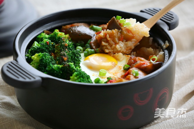 西红柿茄子煲仔饭的做法步骤:10