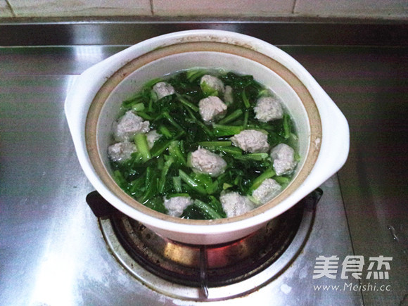 小白菜氽丸子的做法步骤:11