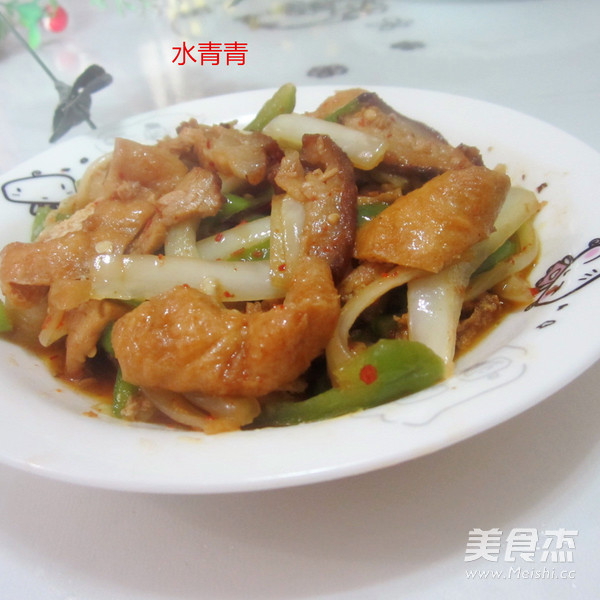 青椒腊肉油豆腐丝的做法步骤：13