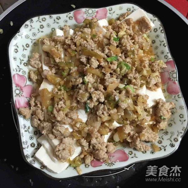 榨菜肉末蒸豆腐的做法步骤：7