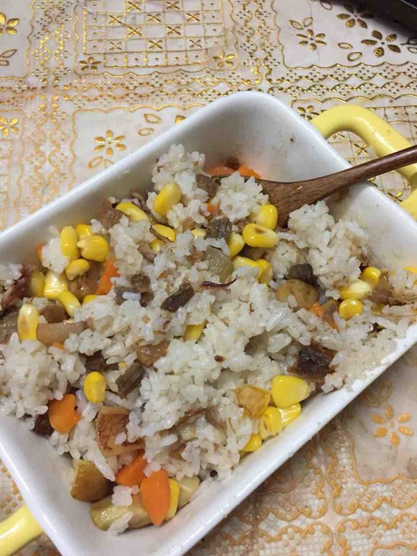 板栗玉米炒饭的做法步骤:12