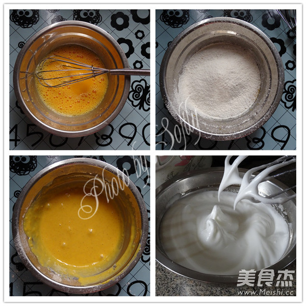 胡萝卜肉桂戚风蒸蛋糕的做法步骤:3