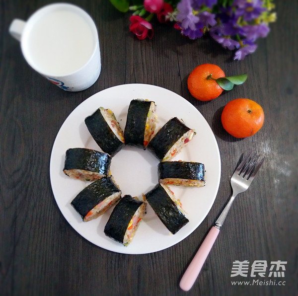 紫菜包炒饭的做法步骤:13
