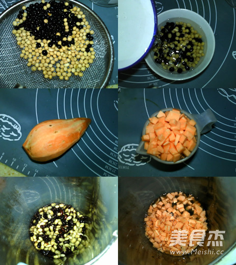 红薯二豆豆浆的做法步骤:2