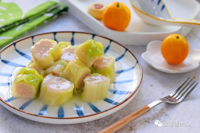 翡翠虾仁卷 宝宝辅食食谱的做法步骤:12