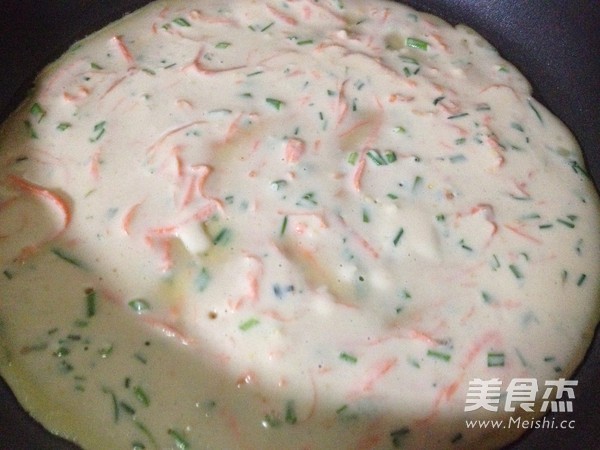 鲜虾胡萝卜椒盐煎饼的做法步骤:4