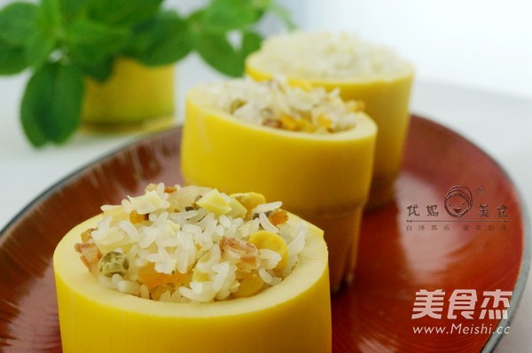 竹筒腊味蒸饭的做法步骤:10