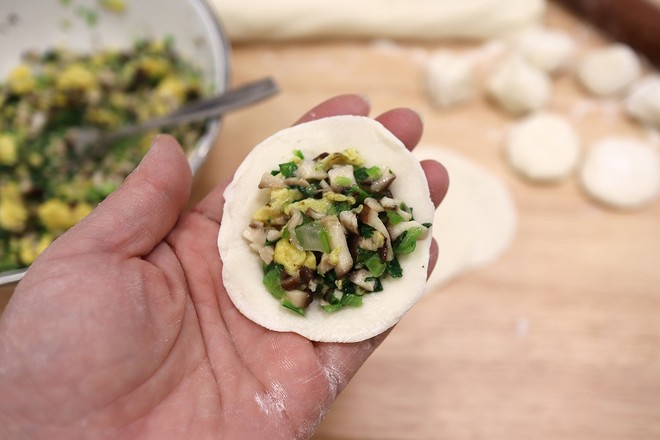 鸡蛋香菇油菜饺子的做法步骤：11