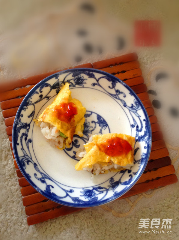 葱香火腿蛋包饭的做法步骤:8