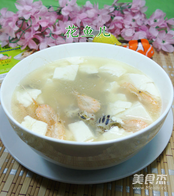 咸味虾花螺豆腐汤的做法步骤：8
