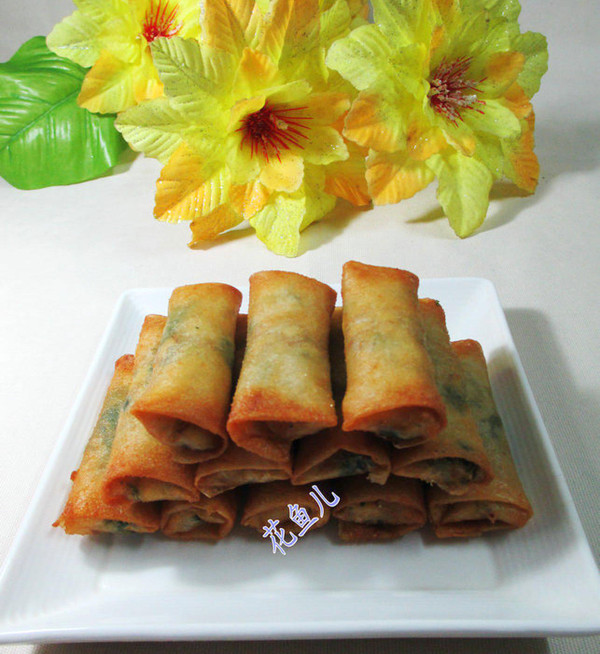 香干芹菜叶春卷的做法步骤:13