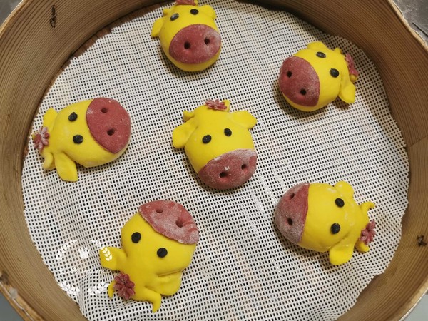 南瓜奶牛豆沙包的做法步骤：7