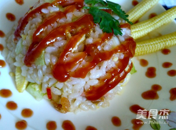 芥蓝炒饭的做法步骤:8