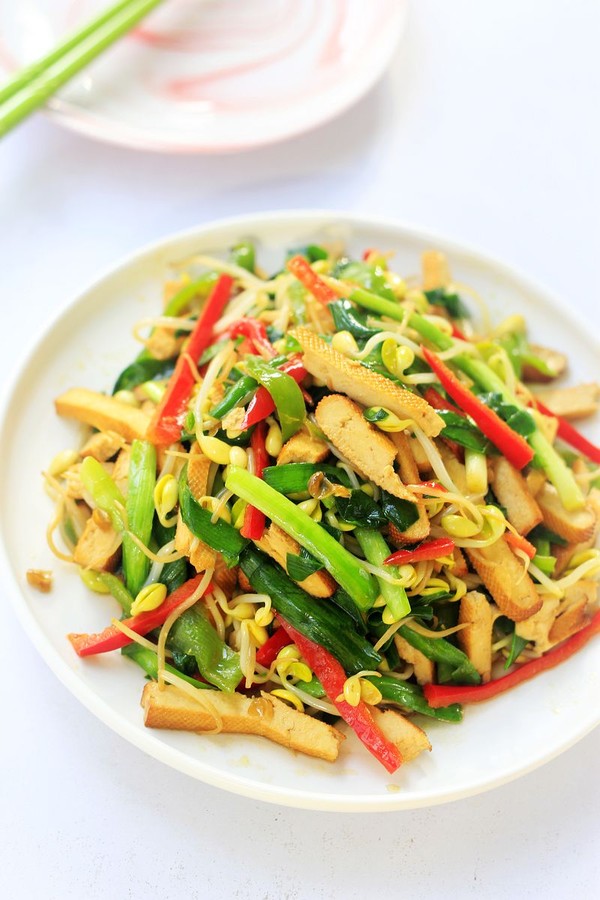 韭菜香干炒黄豆芽的做法步骤:10