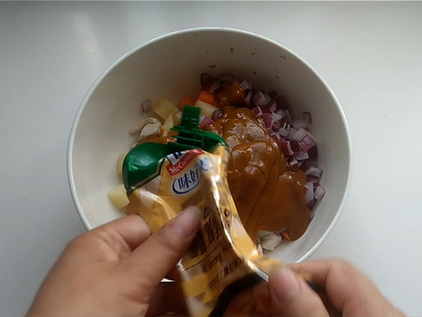 爱心咖喱面包鸡的做法步骤:5
