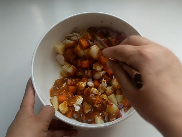 爱心咖喱面包鸡的做法步骤:6