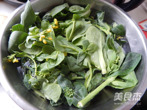 油菜心鸡蛋煎饼的做法步骤：1