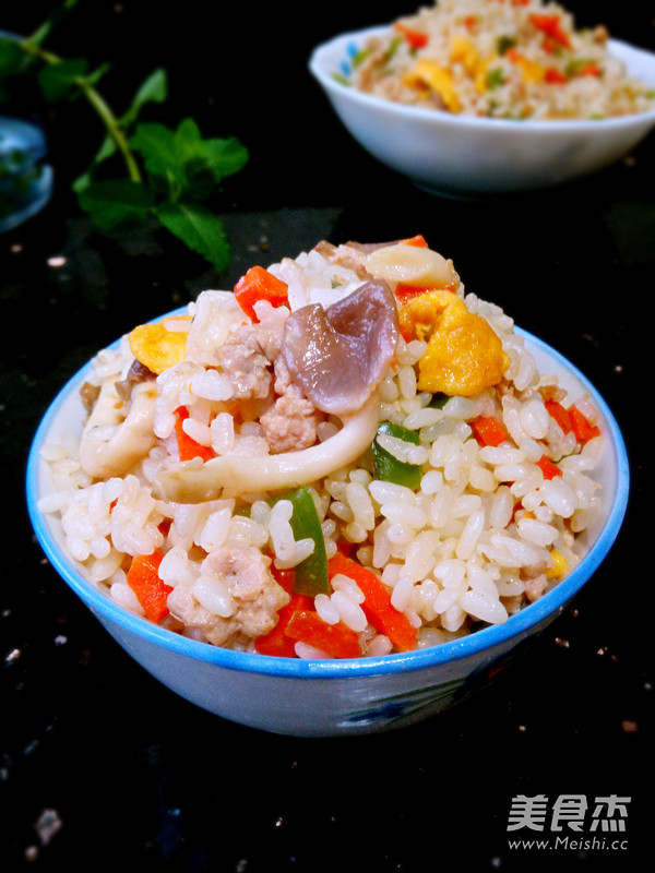 菌菇肉丝彩色蛋炒饭的做法步骤:9