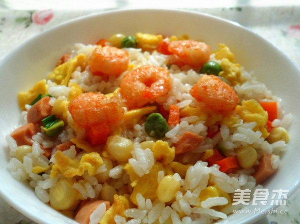 虾仁炒饭的做法步骤:7