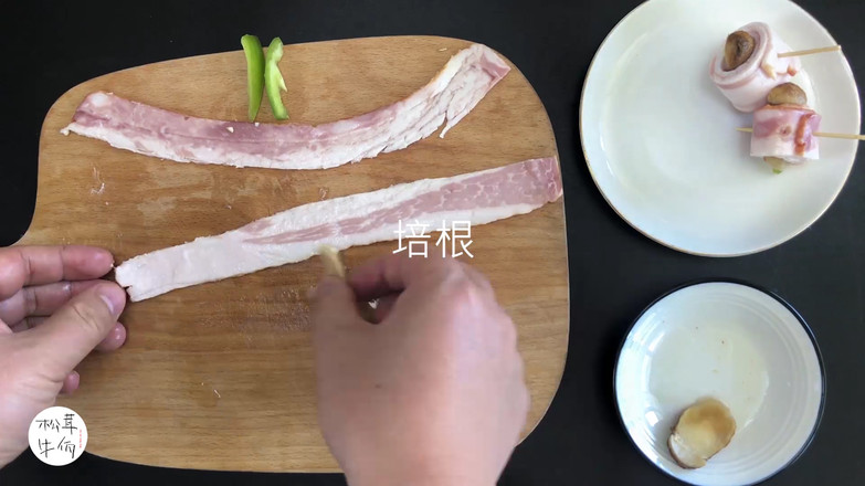 松茸培根卷｜牛佤松茸食谱的做法步骤：2