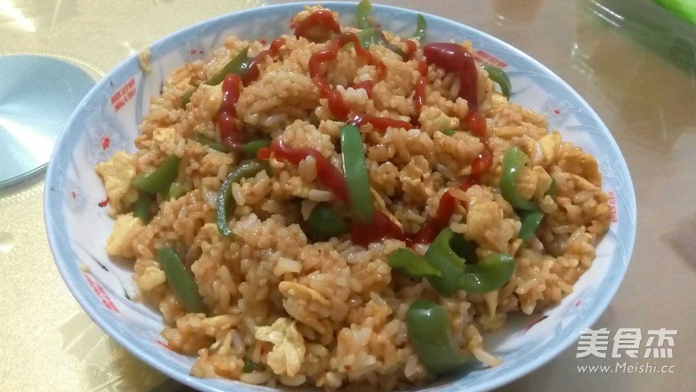青椒炒饭的做法步骤:7
