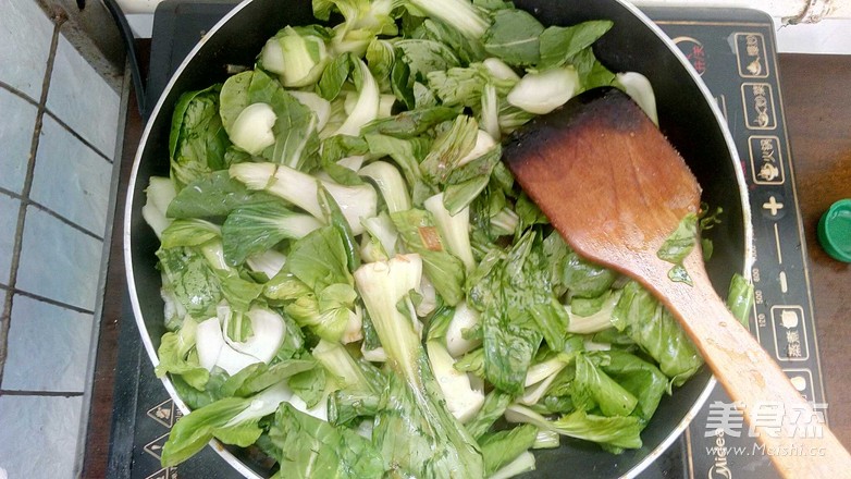 油菜炒羊头肉的做法步骤：7
