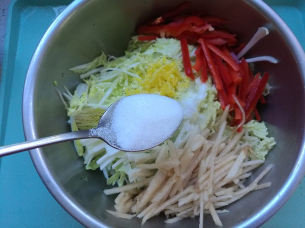 柠香果味拌三丝的做法步骤:7