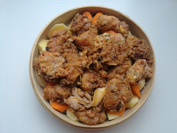 粉蒸鸡腿的做法步骤:8