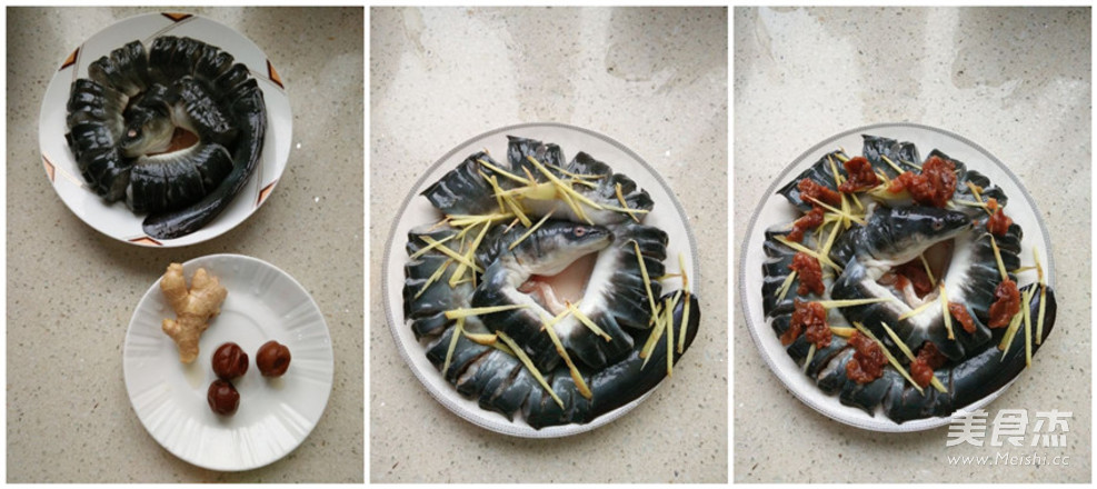 姜丝酸梅蒸鳗鱼的做法步骤：1