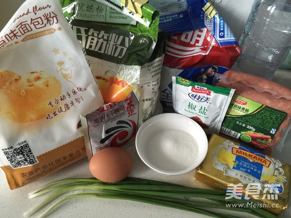 香葱沙拉香肠面包的做法步骤：1