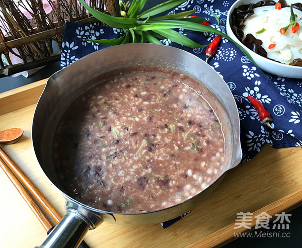 香菇瘦肉红豆沙燕麦粥的做法步骤：8