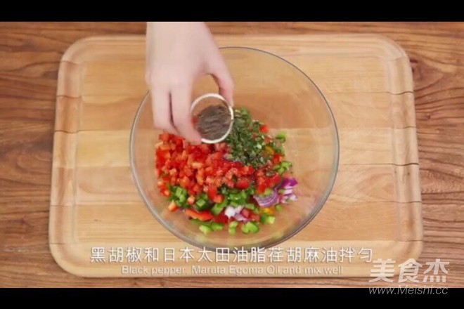 香煎豆腐扒拌芒果莎莎的做法步骤：5