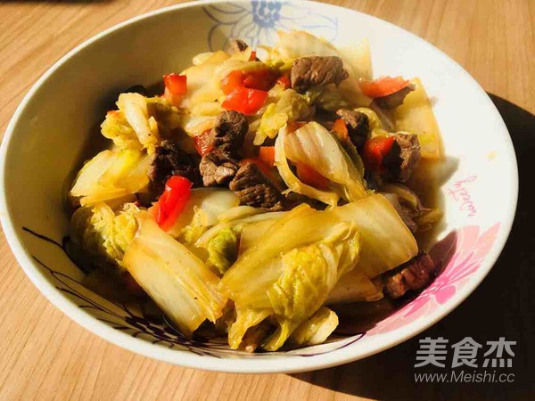 白菜炒牛肉的做法步骤:6