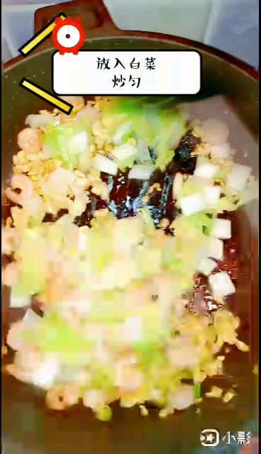 虾仁白菜炒饭的做法步骤：10