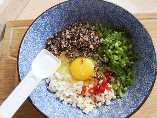 三色藜麦豆腐早餐饼的做法步骤：7