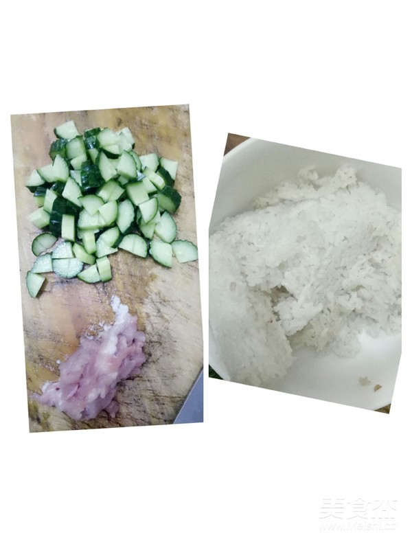 黄瓜肉丝炒饭的做法步骤：1