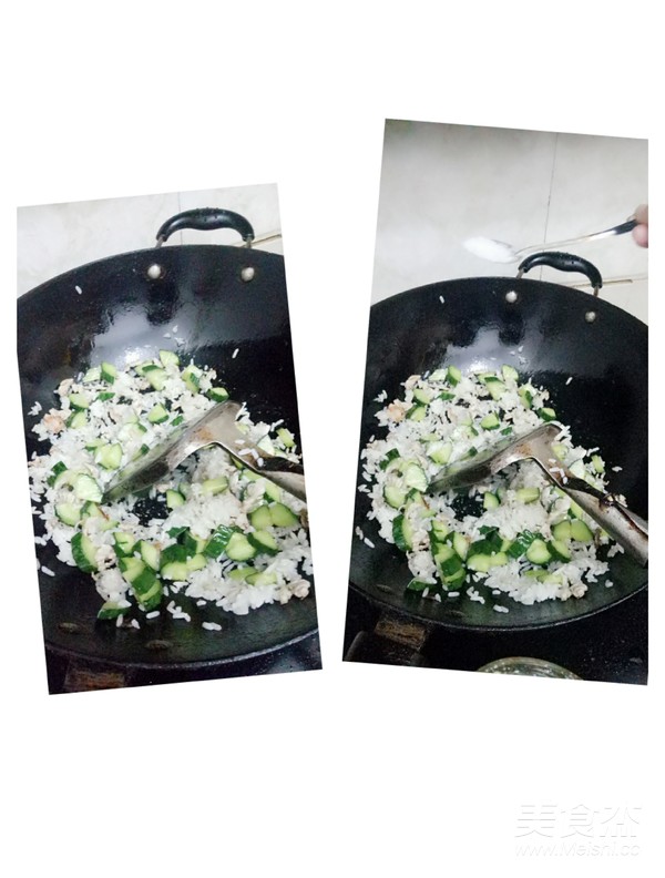 黄瓜肉丝炒饭的做法步骤：4