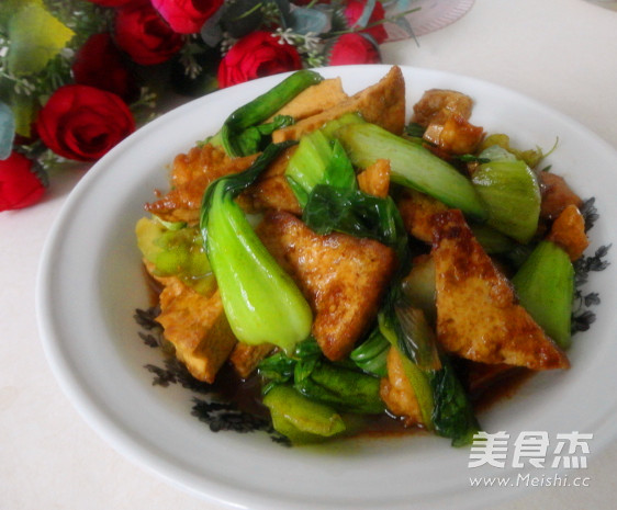 油菜炒豆腐的做法步骤：10