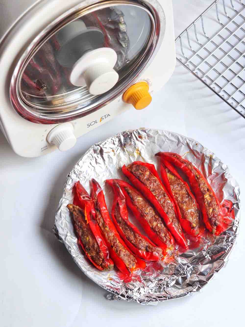 烤辣椒酿肉的做法