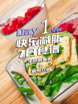 牛奶燕麦粥香煎豆腐