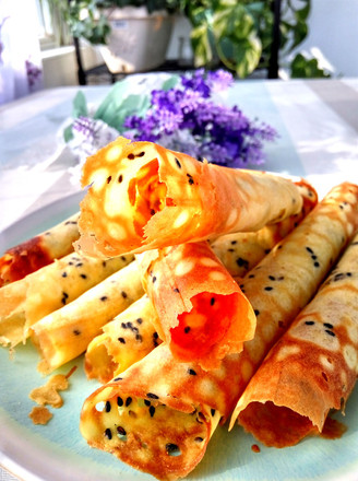 电饼铛版香酥芝麻蛋卷