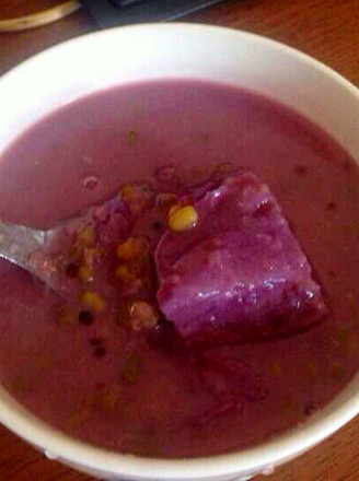 椰奶紫薯绿豆汤的做法